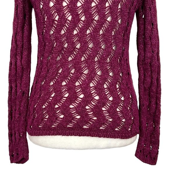Loft WOMEN'S OPEN KNIT SWEATER V-NECK LONG SLEEVE PURPLE‎ SIZE XSP - Picture 9 of 13